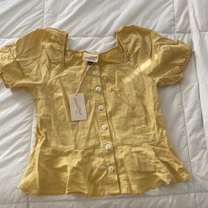 Yellow Short Sleeve Blouse